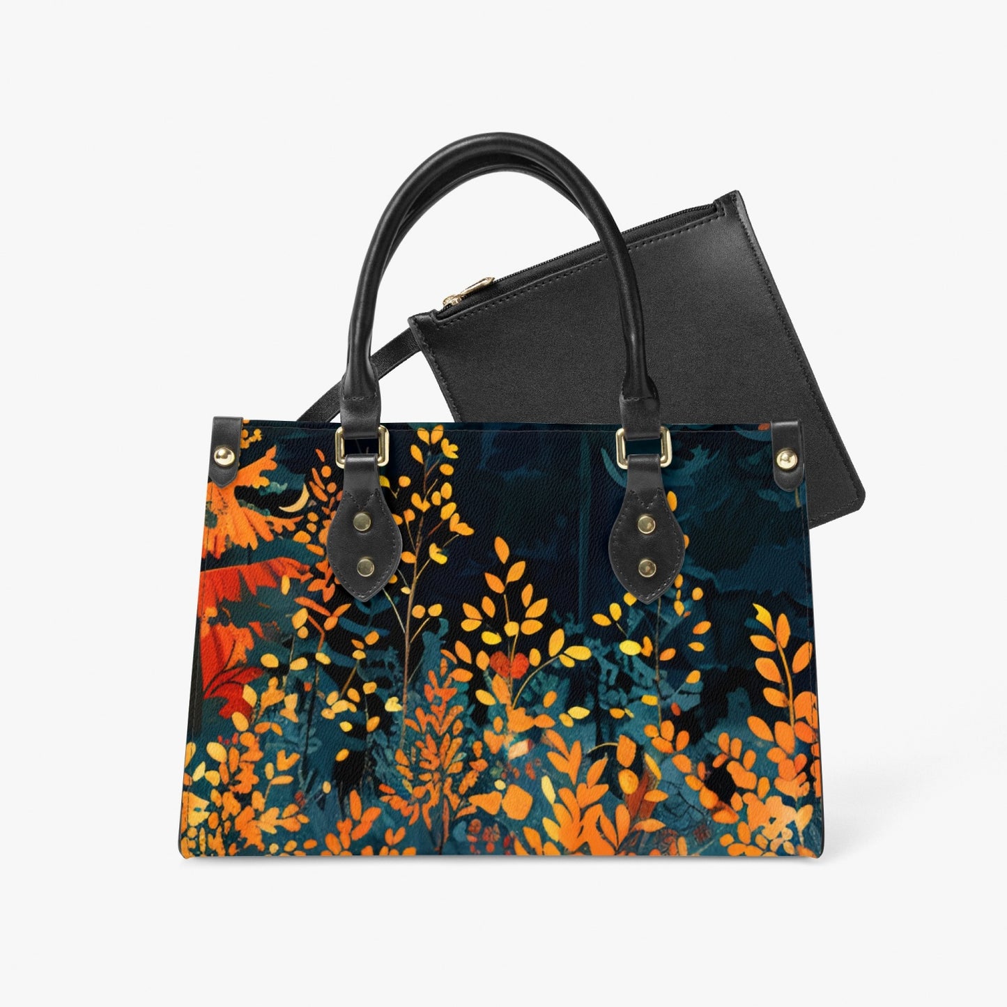 Vegan Leather Tote Bag with Nature Motifs