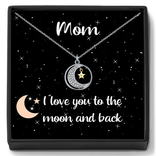 Personalized Moon and Star Pendant Necklace