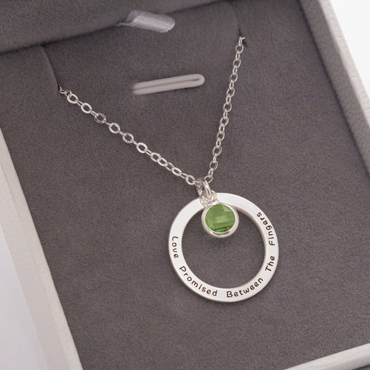 Birthstone Silver Necklace Personalized with Your Name