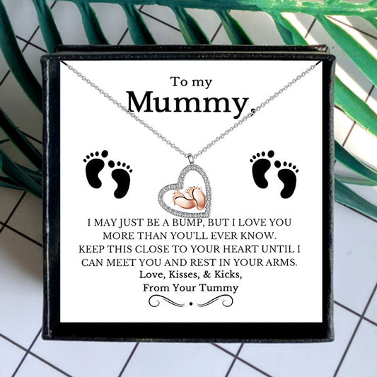 Mothers day - Baby Feet Pendant Necklace personalized with card with name and message